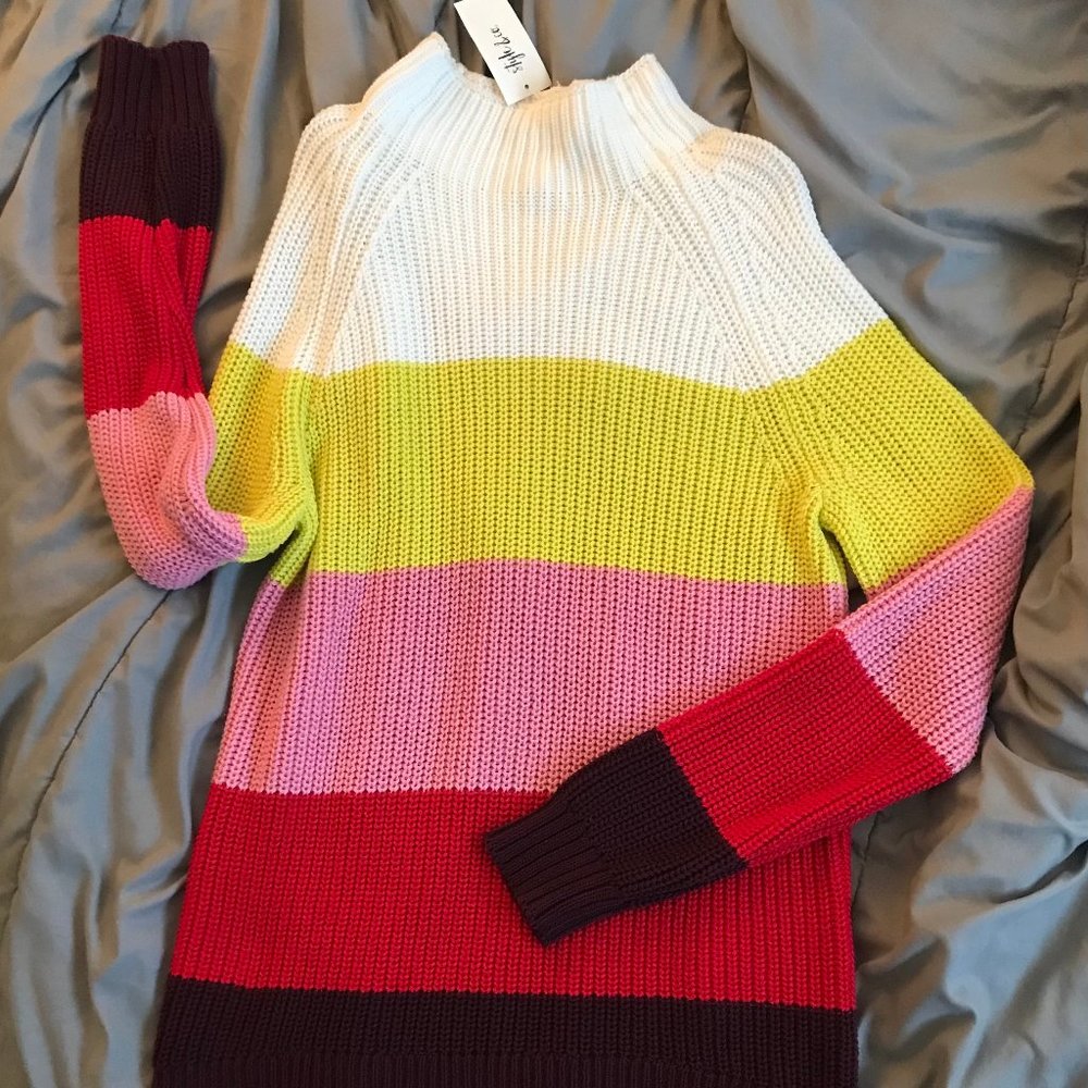 Style & Co Colorful Striped Sweater, Size Large
